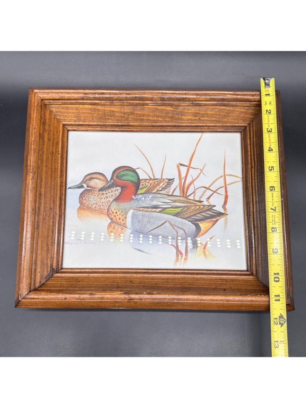 Vintage Duck Print Gregory F Messier Framed Wildlife Art Green Wing Teal Lodge - Picture 11 of 13